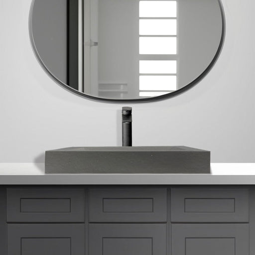 Templey Rectangular Cast Concrete Vessel Sink - Black
