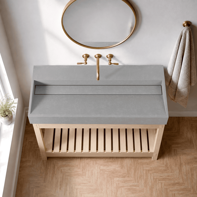 Thorold Rectangular Cast Concrete Vessel Sink - Light Grey
