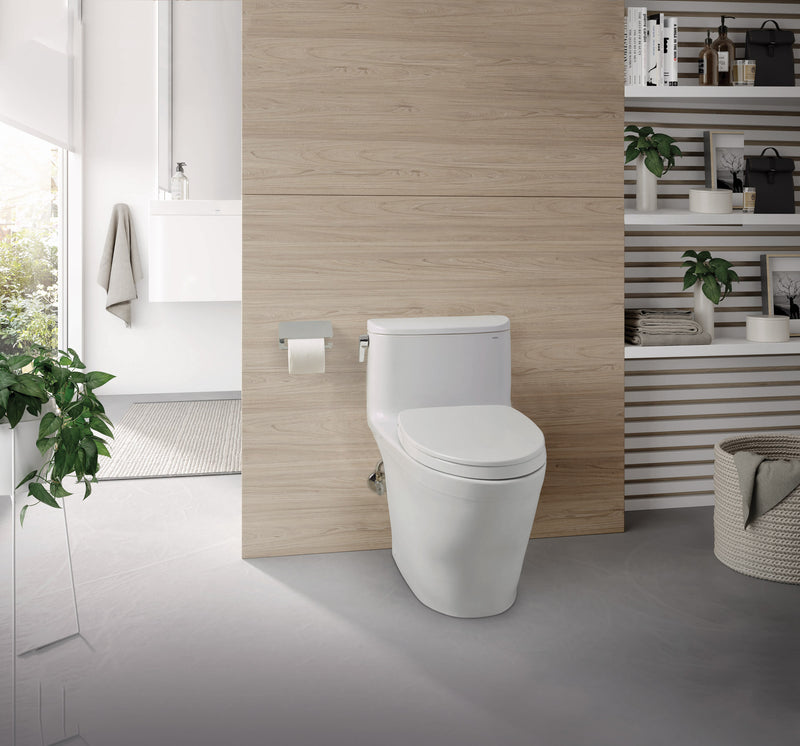 TOTO MS642124CUFG#01 Nexus 1G One-Piece Elongated 1.0 GPF Universal Height Toilet with CEFIONTECT and SS124 SoftClose Seat, WASHLET+ Ready, Cotton White - view 3