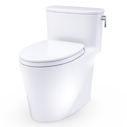 TOTO MS686124CEFRG#01 Aurora One-Piece Elongated 1.28 GPF WASHLET+ and Auto Flush Ready Universal Height Toilet with Right-Hand Trip Lever, CEFIONTECT and SS124 SoftClose Seat, Cotton White - view 5