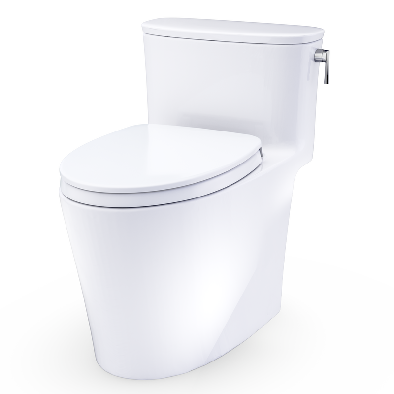 TOTO MS686124CEFRG#01 Aurora One-Piece Elongated 1.28 GPF WASHLET+ and Auto Flush Ready Universal Height Toilet with Right-Hand Trip Lever, CEFIONTECT and SS124 SoftClose Seat, Cotton White - view 5