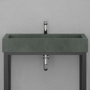 Toxey Rectangular Cast Concrete Vessel Sink - Copper Green