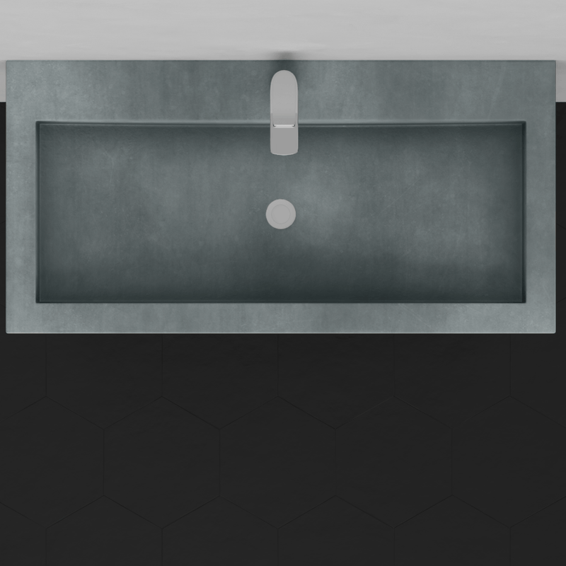 Toxey Rectangular Cast Concrete Vessel Sink - Copper Green