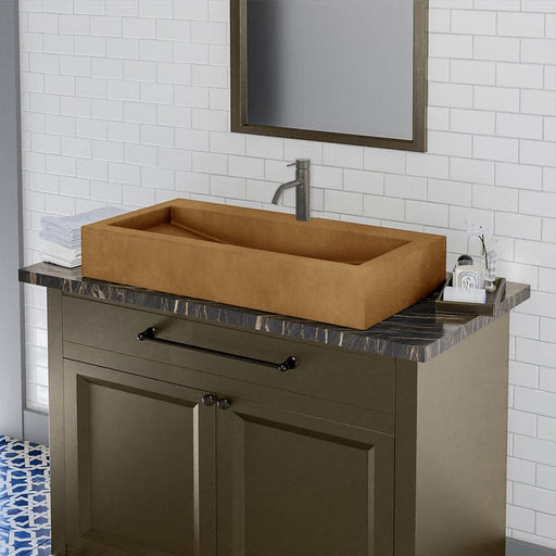 Toxey Rectangular Cast Concrete Vessel Sink - Vintage Brown