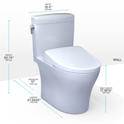 TOTO MW4364726CEMFGN#01 WASHLET+ Aquia IV Cube Two-Piece Elongated Dual Flush 1.28 and 0.9 GPF Toilet with S7 Contemporary Bidet Seat, Cotton White - view 2