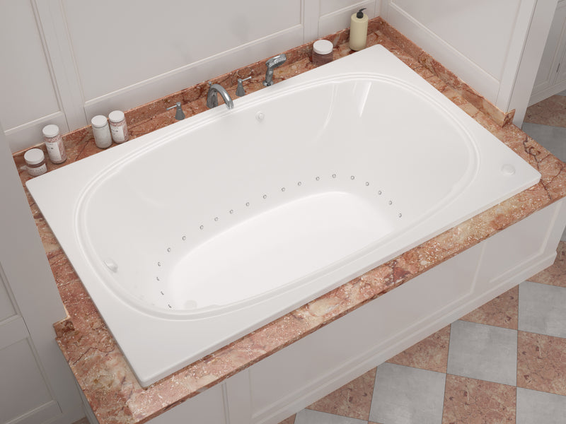 Atlantis Whirlpool 4872CAL Peridot Series 72 in. x 48 in. Rectangular Air Bathtub with Left Side Drain and Aromatherapy in Glossy Smooth White lifestyle