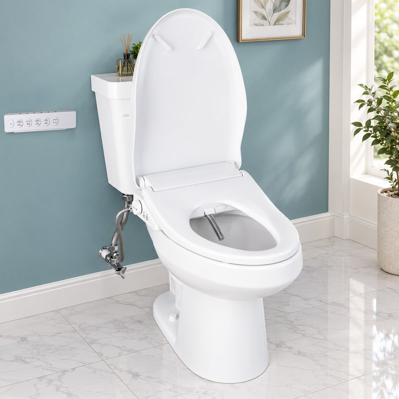Anzzi TL-AZEB106UWH Electric Bidet Seat with Heated Seat, Warm Water, Rear and Lady Wash, Air Dryer, Self Cleaning Nozzl