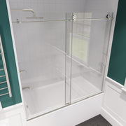 Anzzi Don Series Frameless Sliding Tub Door in Brushed Nickel