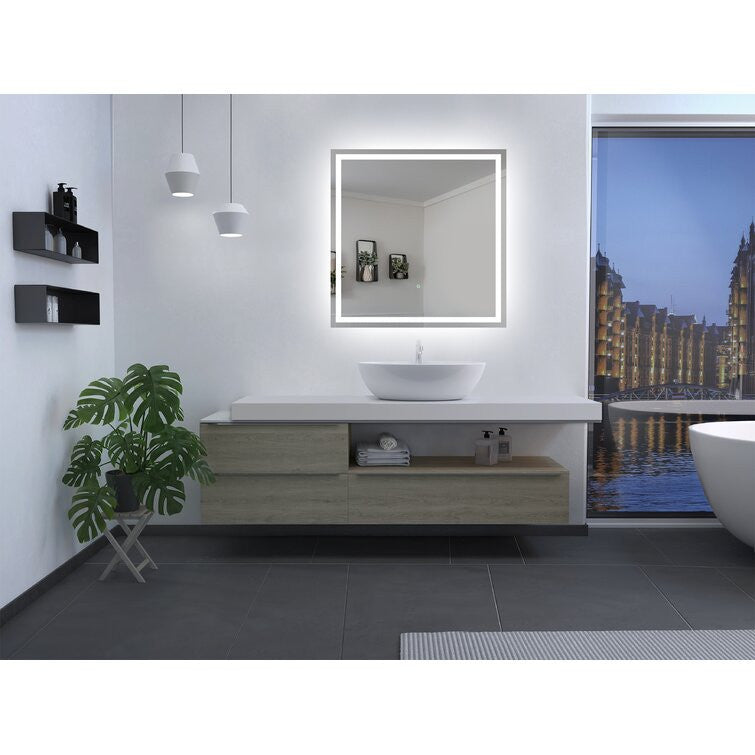 Moreno Bath MOA504 Twinkle 40" Polished Edge Frosted Panel LED Mirror for Bathroom Vanity