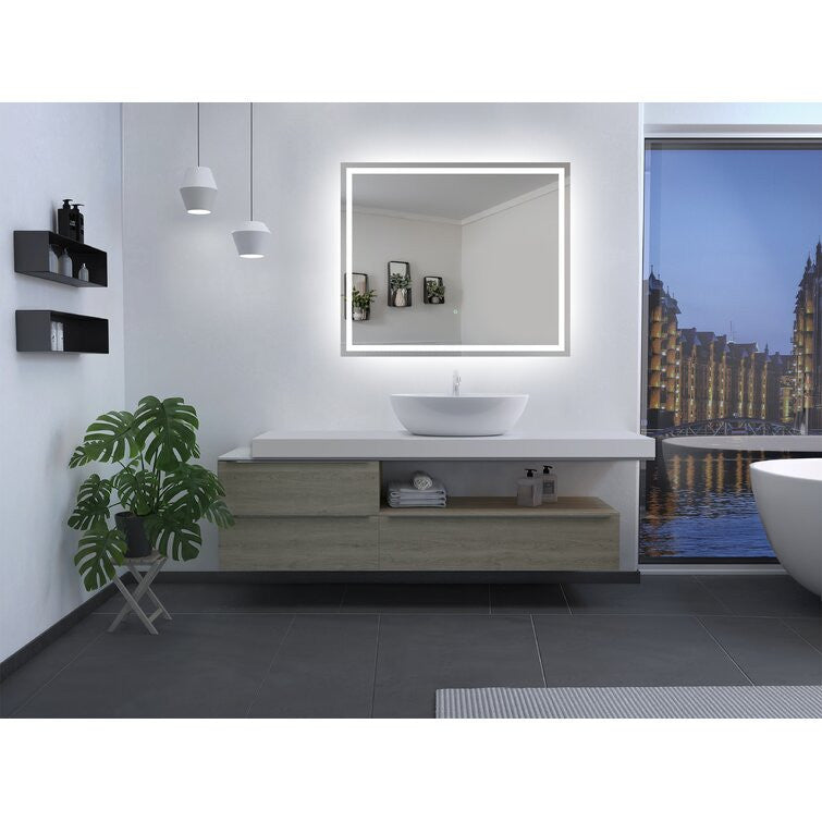 Moreno Bath MOA505 Twinkle 47" Polished Edge Frosted Panel LED Mirror for Bathroom Vanity