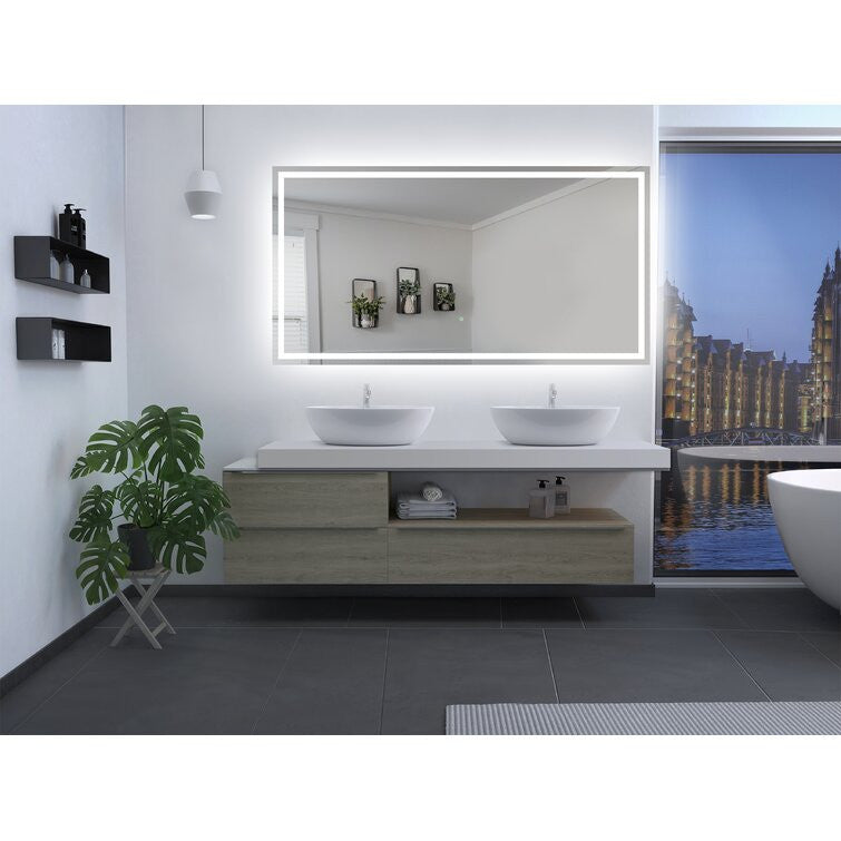 Moreno Bath MOA508 Twinkle 76" Polished Edge Frosted Panel LED Mirror