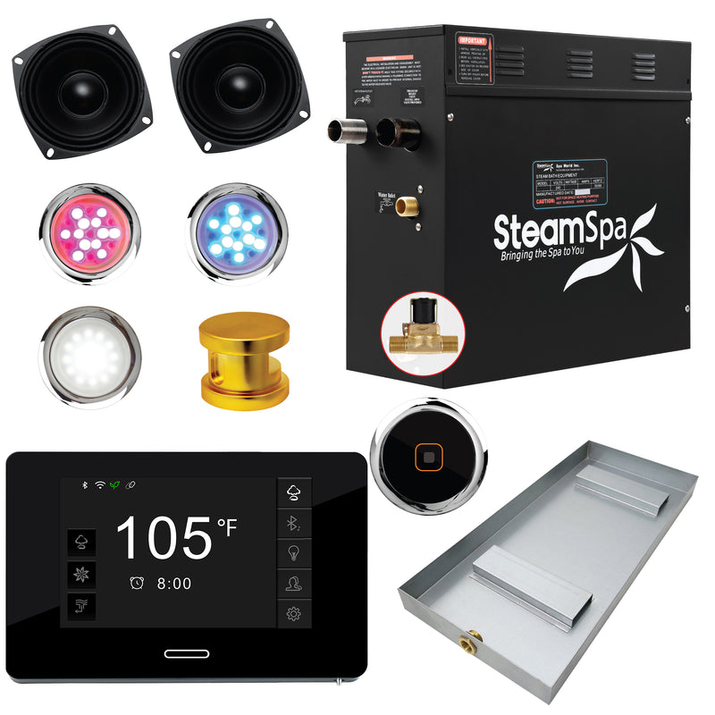 SteamSpa Black Series Generator Round Auto Drain - Gold