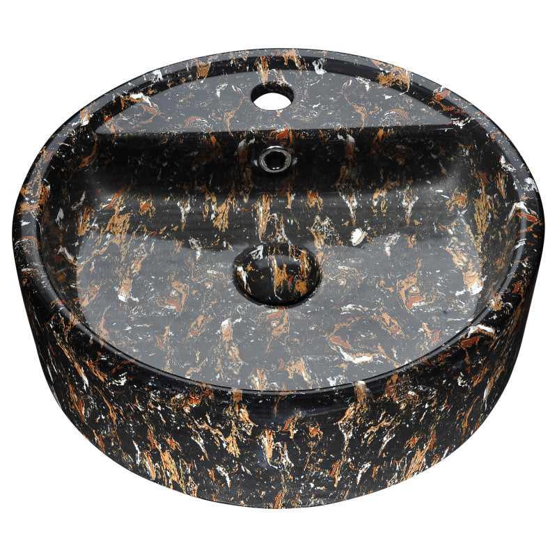 Anzzi LS-AZ255 Rhapsody Series 17 in. Bathroom Vessel Sink with Matching Drain and Stain Resistant Surface in Neolith Marble Finish