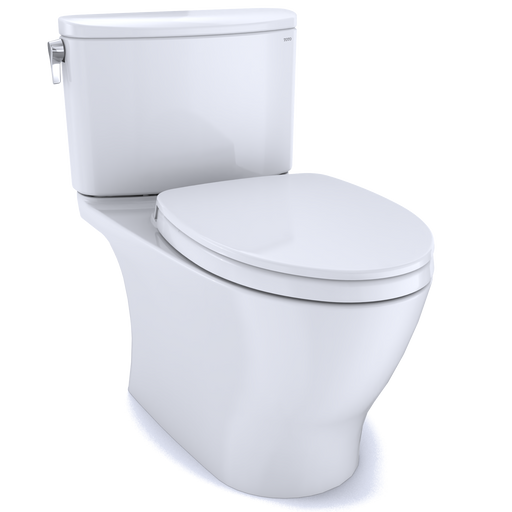 TOTO MS442124CEFG#01 Nexus Two-Piece Elongated 1.28 GPF Universal Height Toilet with CEFIONTECT and SS124 SoftClose Seat, WASHLET+ Ready, Cotton White