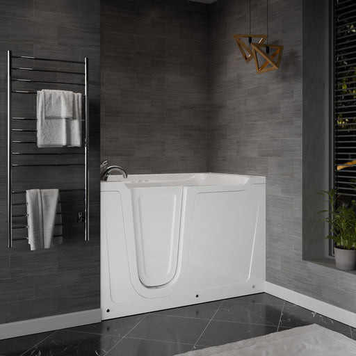 Meditub A3660LWH Collection 36 x 60 Whirlpool Jetted Bathtub with Left Drain in White with Powered Fast Drain lifestyle