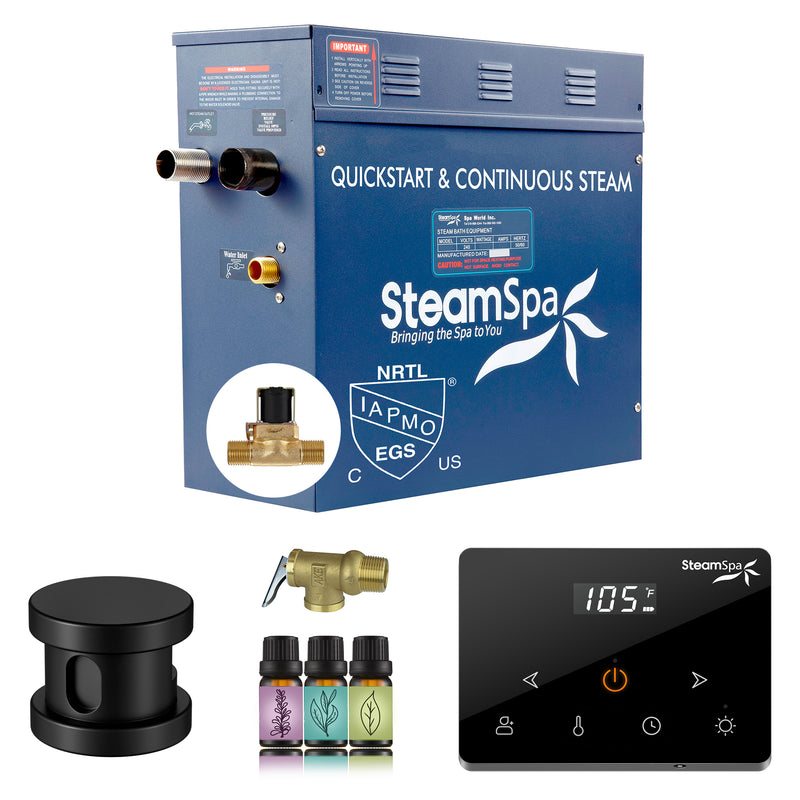 SteamSpa Oasis Series Generator Round Wireless Auto Drain - Matte Black