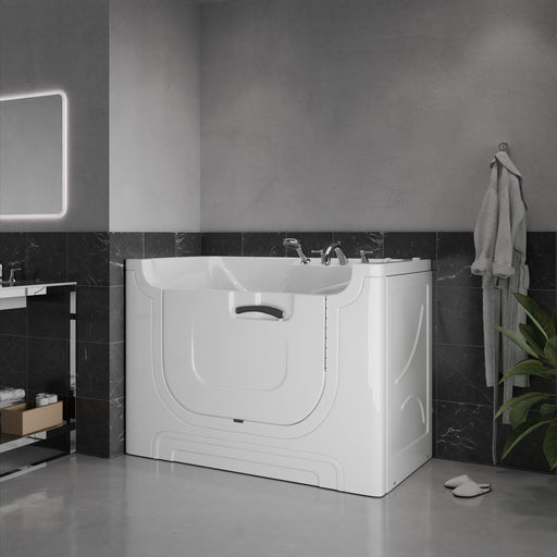 Meditub A3060WCARWH Collection 30 x 60 Whirlpool Jetted Bathtub with Right Drain in White with Powered Fast Drain lifestyle