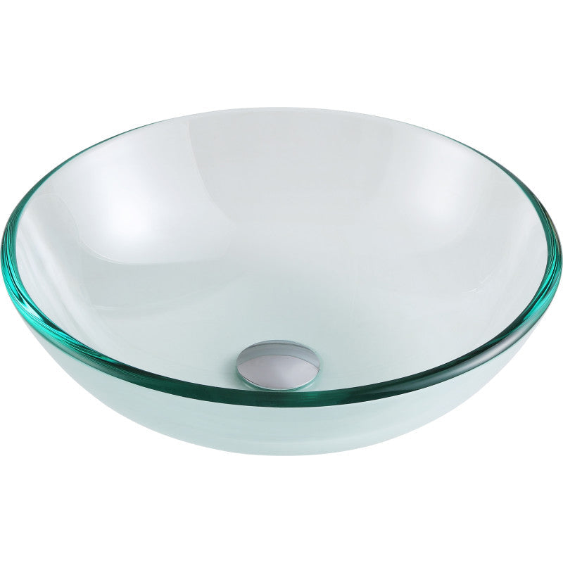 Anzzi LS-AZ087 Etude Series 17 in. Bathroom Vessel Sink with Scratch-Tough and Stain-Resistant Non-Porous Surface in Clear Glass
