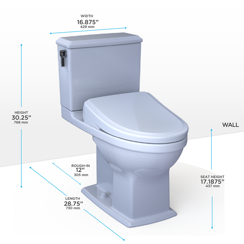 TOTO MW4944724CEMFG#01 WASHLET+ Connelly Two-Piece Elongated Dual Flush 1.28 and 0.9 GPF Toilet and Classic WASHLET S7 Classic Bidet Seat, Cotton White - view 2
