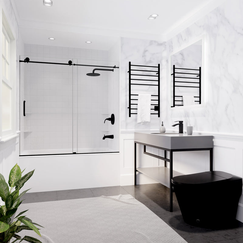 Anzzi Don Series Frameless Sliding Tub Door in Matte Black