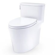 TOTO MS686124CEFG#01 Aurora One-Piece Elongated 1.28 GPF WASHLET+ and Auto Flush Ready Universal Height Toilet with CEFIONTECT and SS124 SoftClose Seat, Cotton White - view 5