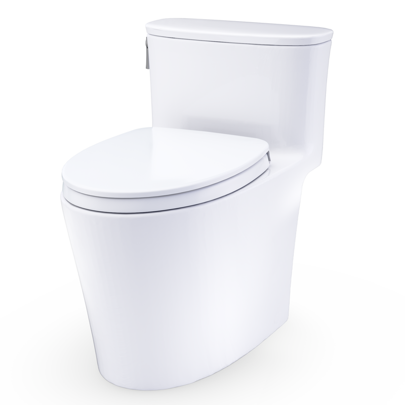 TOTO MS686124CEFG#01 Aurora One-Piece Elongated 1.28 GPF WASHLET+ and Auto Flush Ready Universal Height Toilet with CEFIONTECT and SS124 SoftClose Seat, Cotton White - view 5