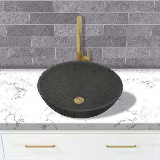 Umper Round Cast Concrete Vessel Sink - Black