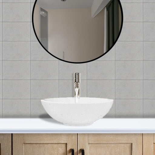 Umper Round Cast Concrete Vessel Sink - White