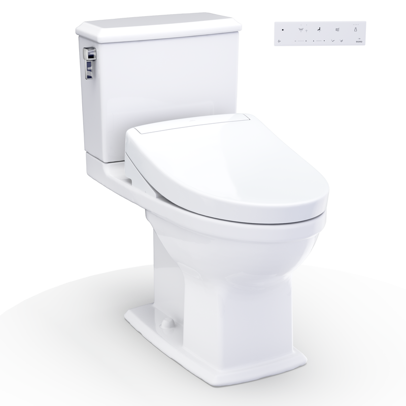 TOTO MW4943446CEMFG#01 WASHLET+ Connelly Two-Piece Elongated Dual Flush 1.28 and 0.9 GPF Toilet and WASHLET S5 Bidet Seat, Cotton White
