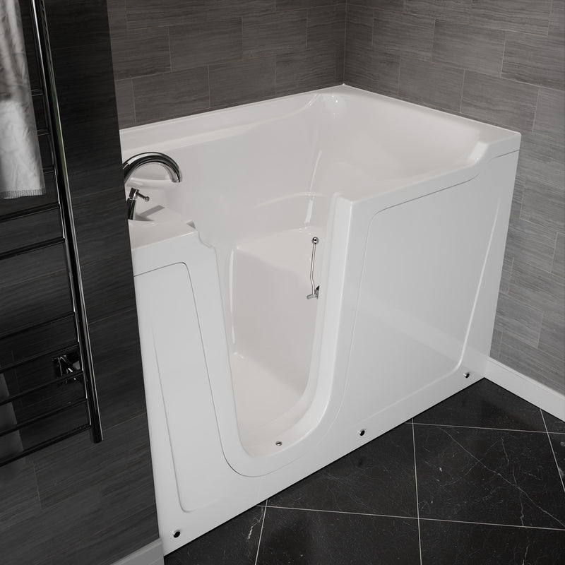 Meditub 3660LWS Collection 36 x 60 Left Side Drain Soaker Jetted Bathtub in White with Fast Filling Faucet Set