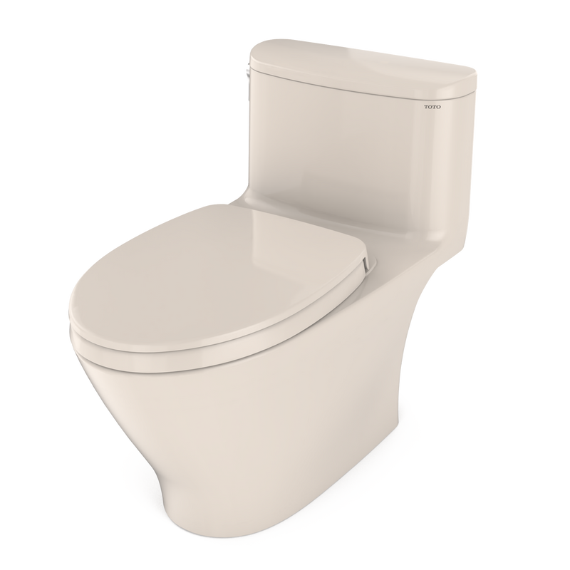 TOTO MS642124CEFG#12 Nexus One-Piece Elongated 1.28 GPF Universal Height Toilet with CEFIONTECT and SS124 SoftClose Seat, WASHLET+ Ready, Sedona Beige - view 8