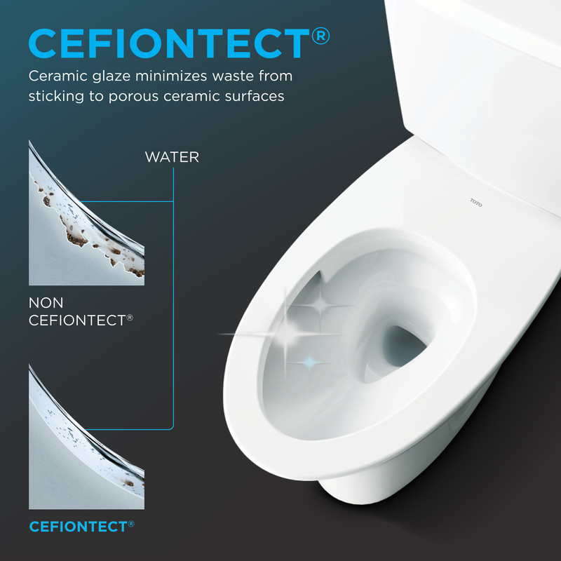TOTO CT449CFG#01 SP Wall-Hung Contemporary Square-Shape Dual Flush 1.28 and 0.9 GPF Toilet with CEFIONTECT - view 7