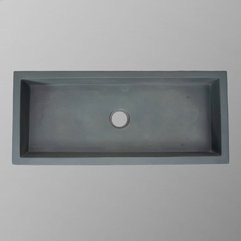 Urso Cast Concrete Rectangular Vessel Sink - Copper Green