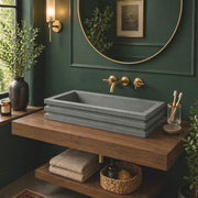 Urso Cast Concrete Rectangular Vessel Sink - Copper Green