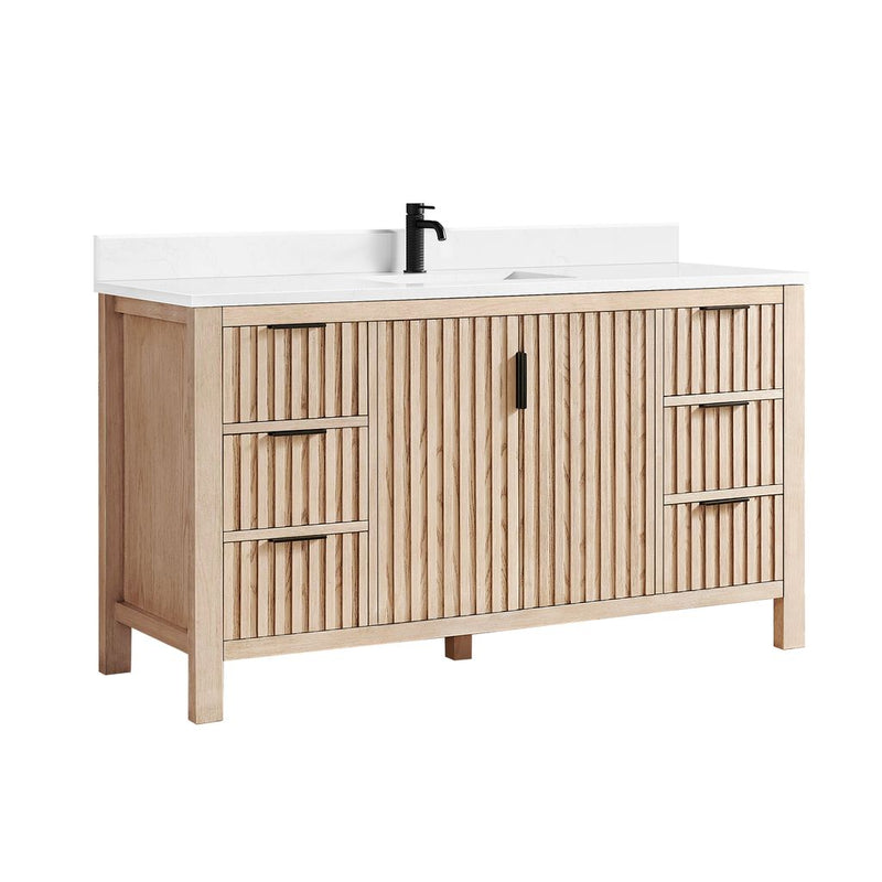 Vinnova 704260-AN-GW Shenzhen 60" Single Sink Bath Vanity in Aged Natural Oak