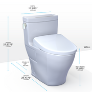 TOTO MW6244736CEFG#01 WASHLET+ Legato One-Piece Elongated 1.28 GPF Toilet and Contemporary WASHLET S7A Contemporary Bidet Seat, Cotton White - view 2