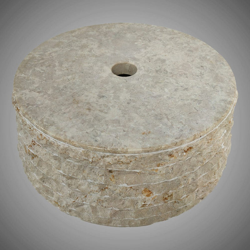 Vanester Marble Vessel Sink with Chiseled Exterior - Polished Cream Interior