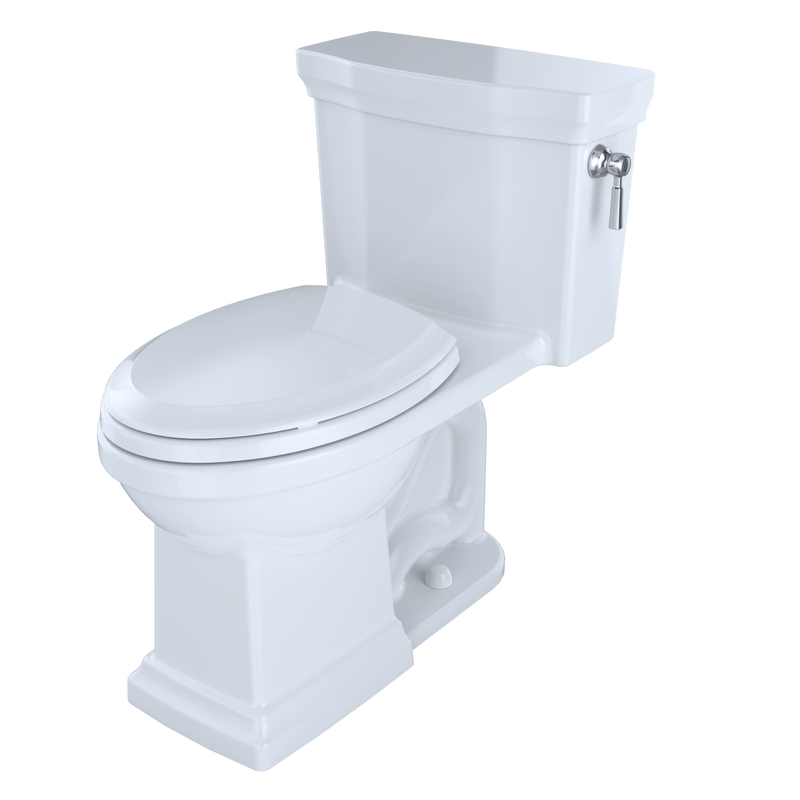 TOTO MS814224CEFRG#01 Promenade II One-Piece Elongated 1.28 GPF Universal Height Toilet with CEFIONTECT and Right-Hand Trip Lever, Cotton White