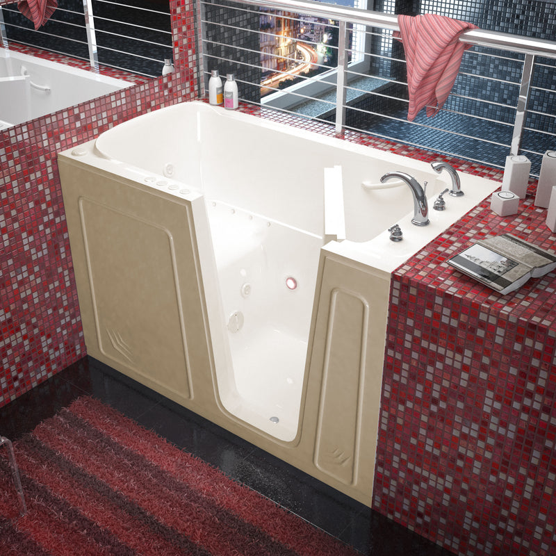 Meditub 3260RBD Walk-In 32 x 60 Right Drain Biscuit Whirlpool & Air Jetted Walk-In Bathtub