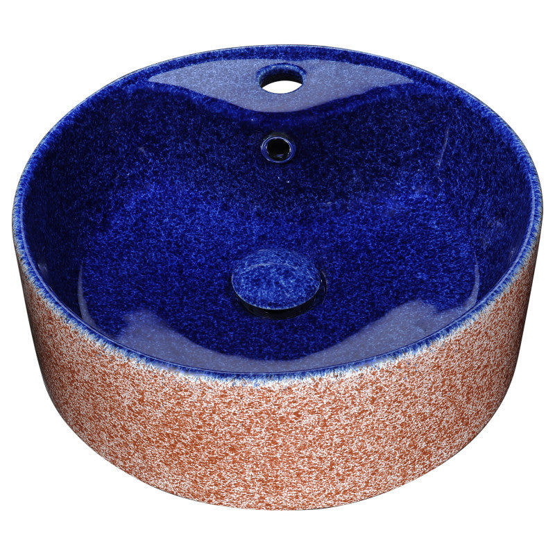 Anzzi LS-AZ228 Regal Crown Series Ceramic Vessel Sink in Royal Blue Finish