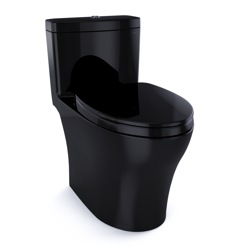 TOTO MS646124CEMFN#51 Aquia IV One-Piece Elongated Dual Flush 1.28 and 0.9 GPF Universal Height, WASHLET+ Ready Toilet, Ebony