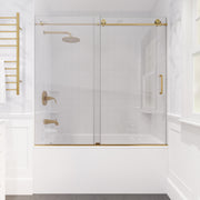 Anzzi Don Series Frameless Sliding Tub Door in Brushed Gold