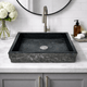 Velpa Marble Vessel Sink with Chiseled Exterior - Polished Black Interior