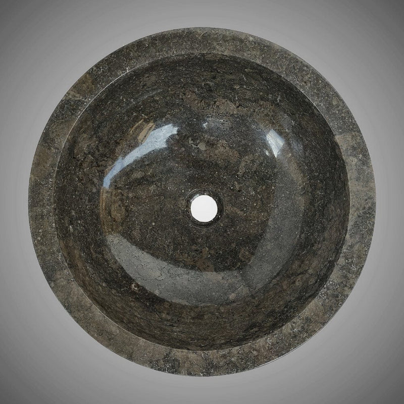 Vetsa Marble Vessel Sink with Hammered Exterior - Black