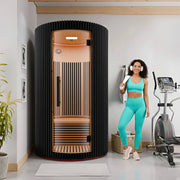 SaunaSpa SC-SS0025-0SBK 1-2 Person Round Infrared Sauna in Black Canadian Hemlock