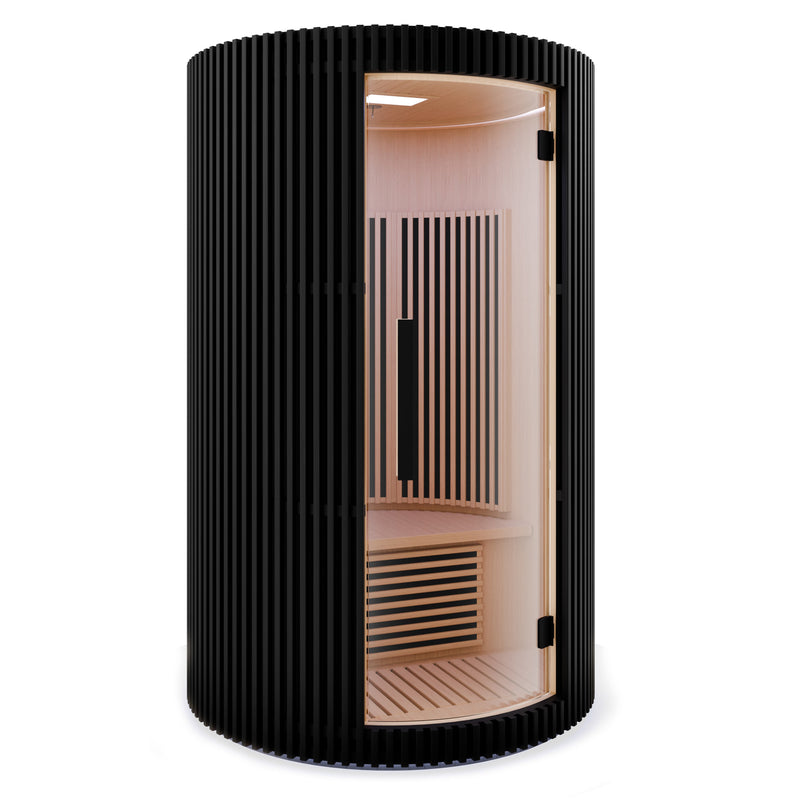 SaunaSpa SC-SS0025-0SBK 1-2 Person Round Infrared Sauna in Black Canadian Hemlock
