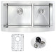 Anzzi Elysian Farmhouse Stainless Steel 36 in. 0-Hole 60/40 Double Bowl Kitchen Sink in Brushed Satin