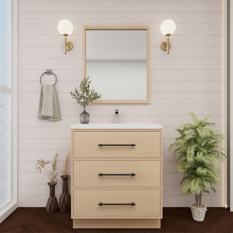 Moreno Bath VICTORIA-30FS Victoria 30" Freestanding Bathroom Vanity with Reinforced Acrylic Sink