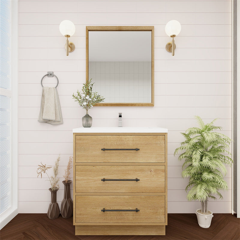 Moreno Bath VICTORIA-30FS Victoria 30" Freestanding Bathroom Vanity with Reinforced Acrylic Sink