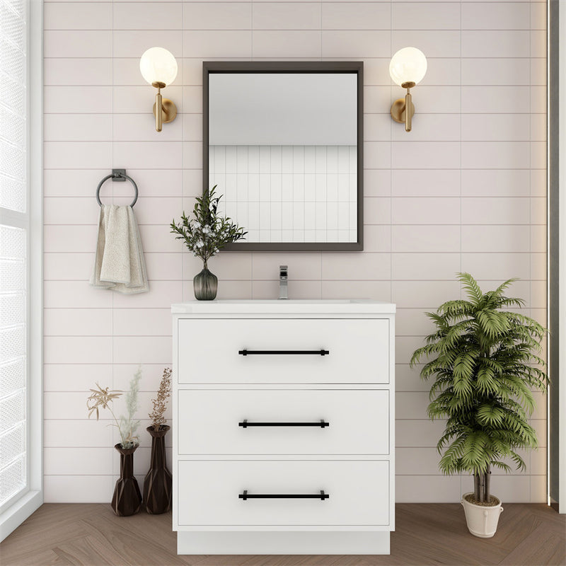 Moreno Bath VICTORIA-30FS Victoria 30" Freestanding Bathroom Vanity with Reinforced Acrylic Sink